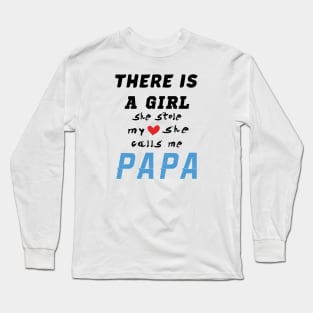 Papa Gifts Shirts from Granddaughter, She Stole My Heart Long Sleeve T-Shirt